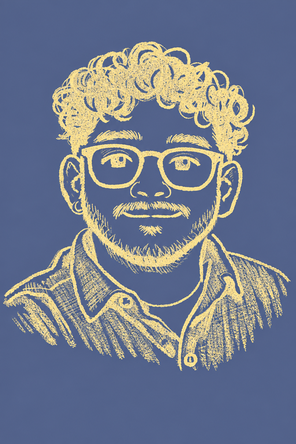 Retrato ilustrado de Jeffry en amarillo crema